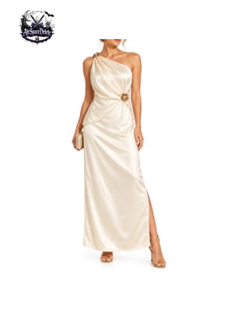 One Shoulder Ruched Maxi Dress Formal Wedding Guest Gown